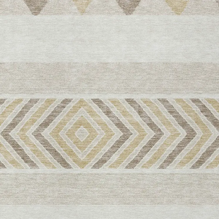 3' X 5' Ivory Beige And Taupe Southwestern Washable Indoor Outdoor Area Rug