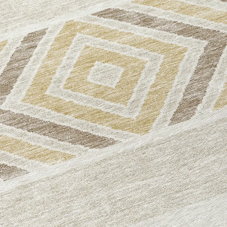 8' Ivory Beige And Taupe Round Southwestern Washable Indoor Outdoor Area Rug