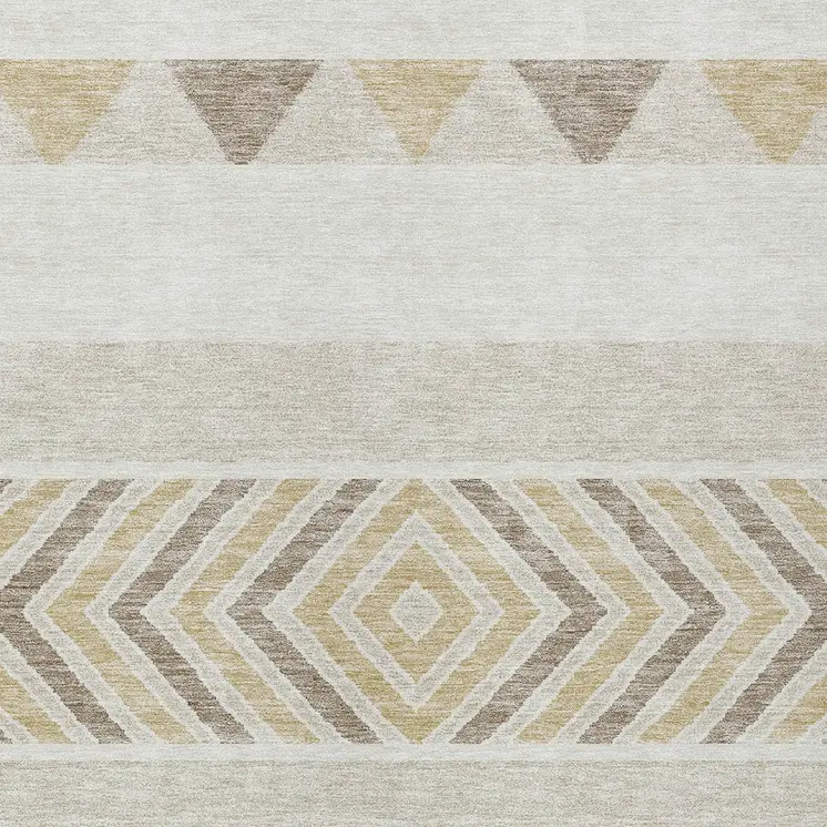 10' X 14' Ivory Beige And Taupe Southwestern Washable Indoor Outdoor Area Rug