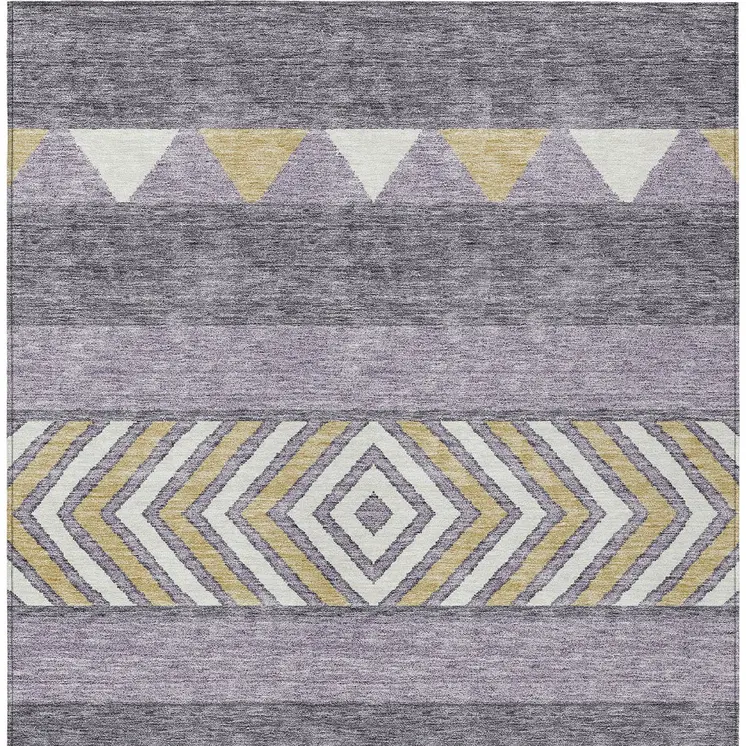 5' X 8' Lavender Ivory And Gold Southwestern Washable Indoor Outdoor Area Rug