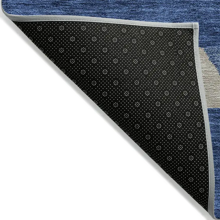 3' X 5' Navy Blue Ivory And Beige Southwestern Washable Indoor Outdoor Area Rug