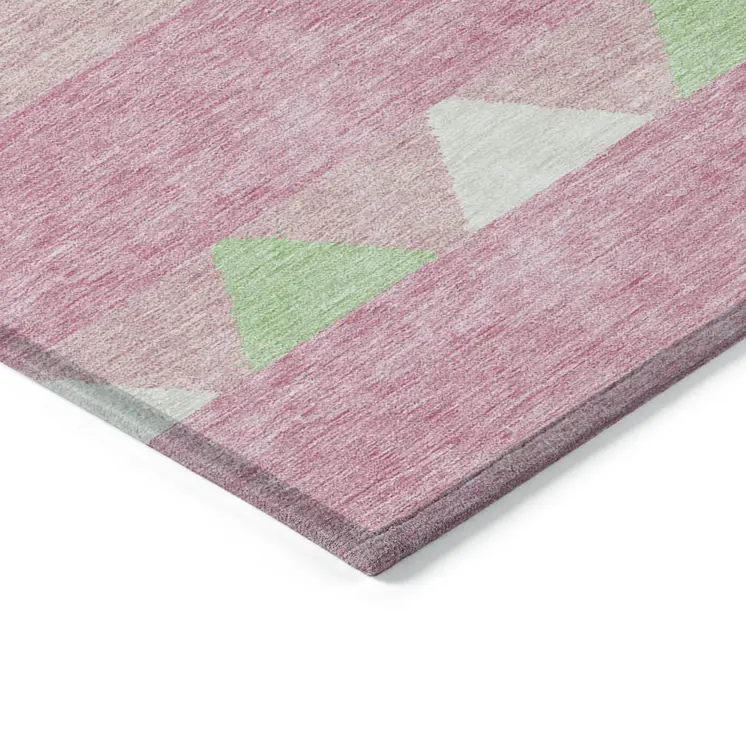 5' X 8' Pink Ivory And Mint Green Southwestern Washable Indoor Outdoor Area Rug