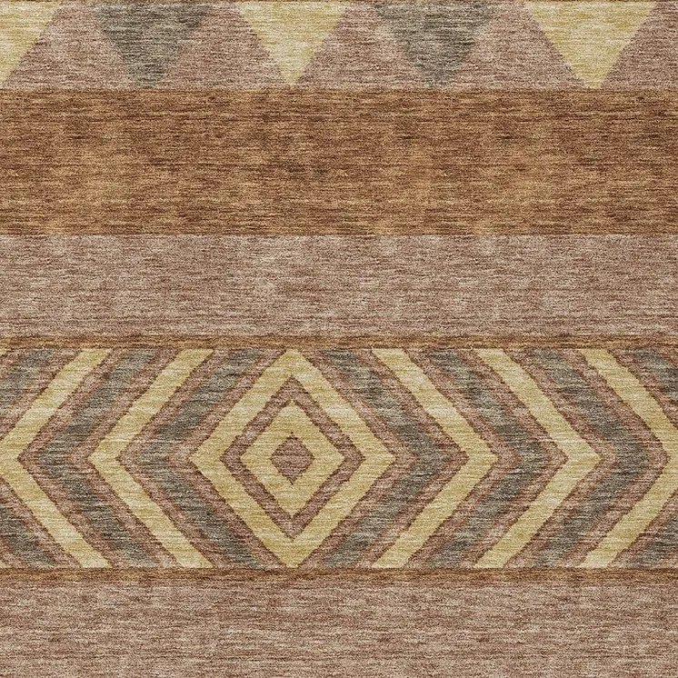 10' X 14' Orange Wheat And Taupe Southwestern Washable Indoor Outdoor Area Rug