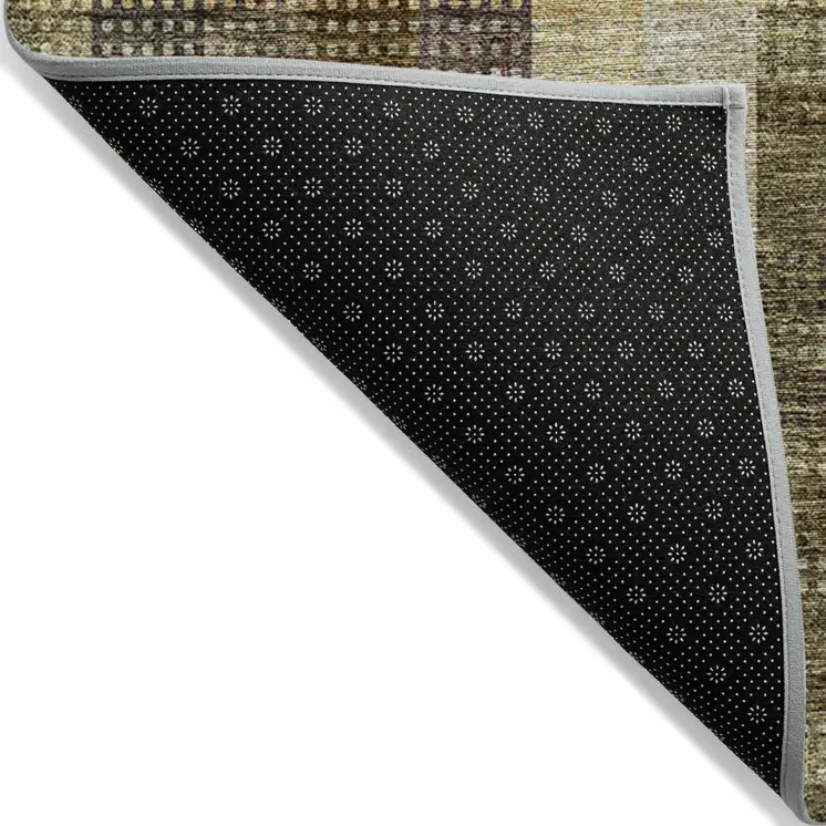 10' X 14' Brown Taupe And Plum Plaid Washable Indoor Outdoor Area Rug