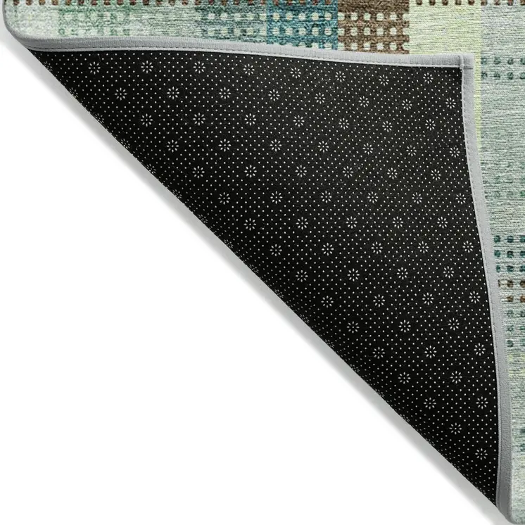 8' X 10' Sage Mint Green And Teal Blue Plaid Washable Indoor Outdoor Area Rug