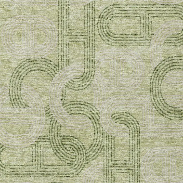 8' X 10' Sage And Ivory Geometric Washable Indoor Outdoor Area Rug