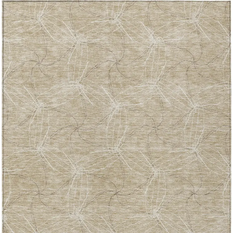 5' X 8' Beige And Ivory Geometric Washable Indoor Outdoor Area Rug