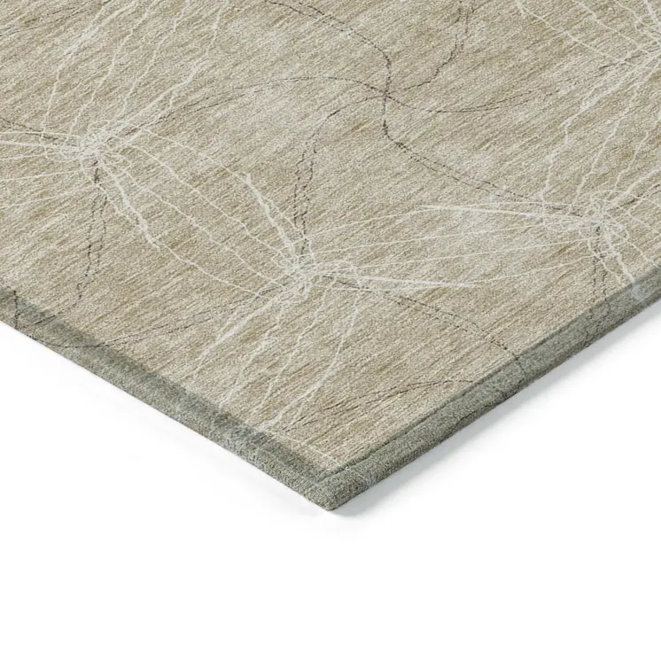 5' X 8' Beige And Ivory Geometric Washable Indoor Outdoor Area Rug