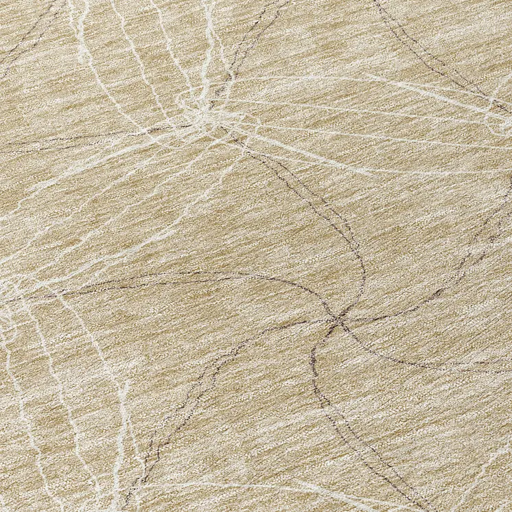 8' Beige And Ivory Round Geometric Washable Indoor Outdoor Area Rug