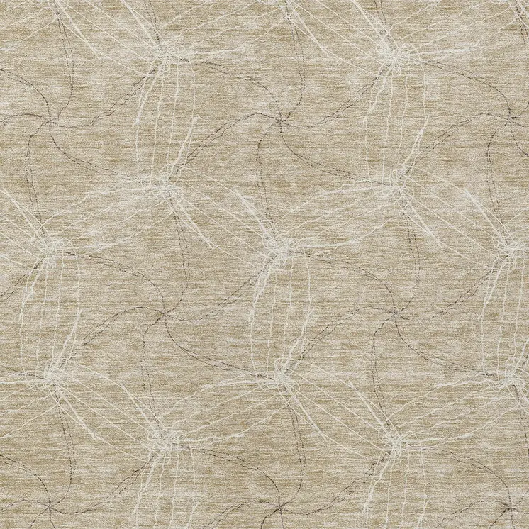9' X 12' Beige And Ivory Geometric Washable Indoor Outdoor Area Rug