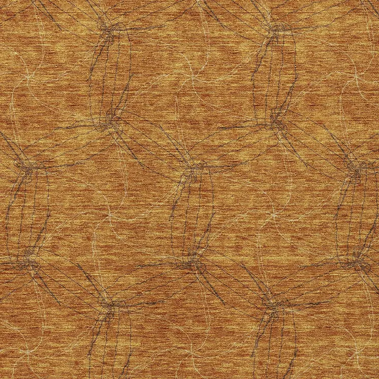 9' X 12' Copper And Ivory Geometric Washable Indoor Outdoor Area Rug