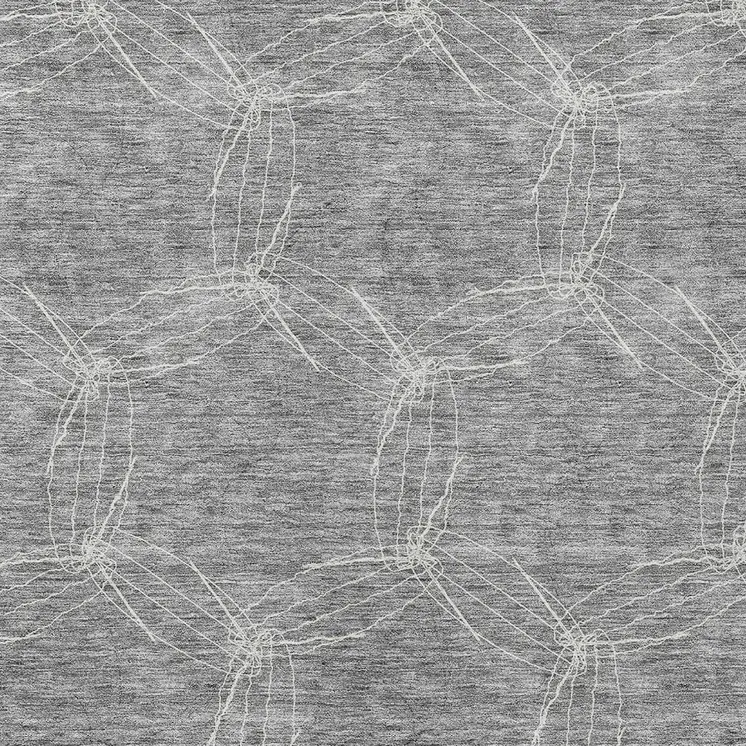5' X 8' Gray And Ivory Geometric Washable Indoor Outdoor Area Rug