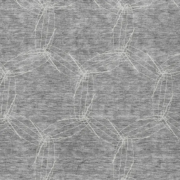 10' X 14' Gray And Ivory Geometric Washable Indoor Outdoor Area Rug