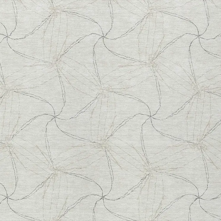 3' X 5' Ivory And Taupe Geometric Washable Indoor Outdoor Area Rug