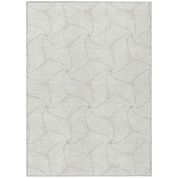 10' X 14' Ivory And Taupe Geometric Washable Indoor Outdoor Area Rug