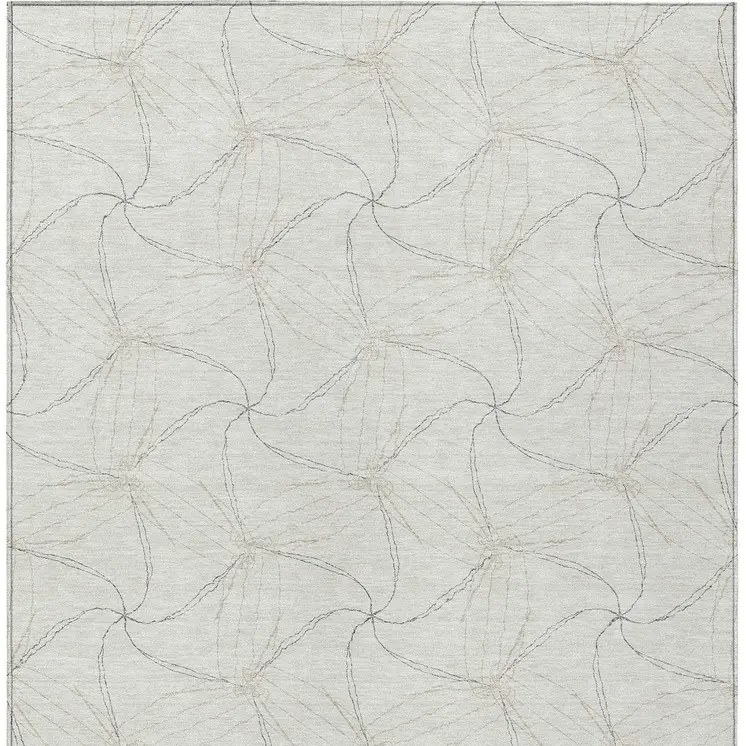 10' X 14' Ivory And Taupe Geometric Washable Indoor Outdoor Area Rug