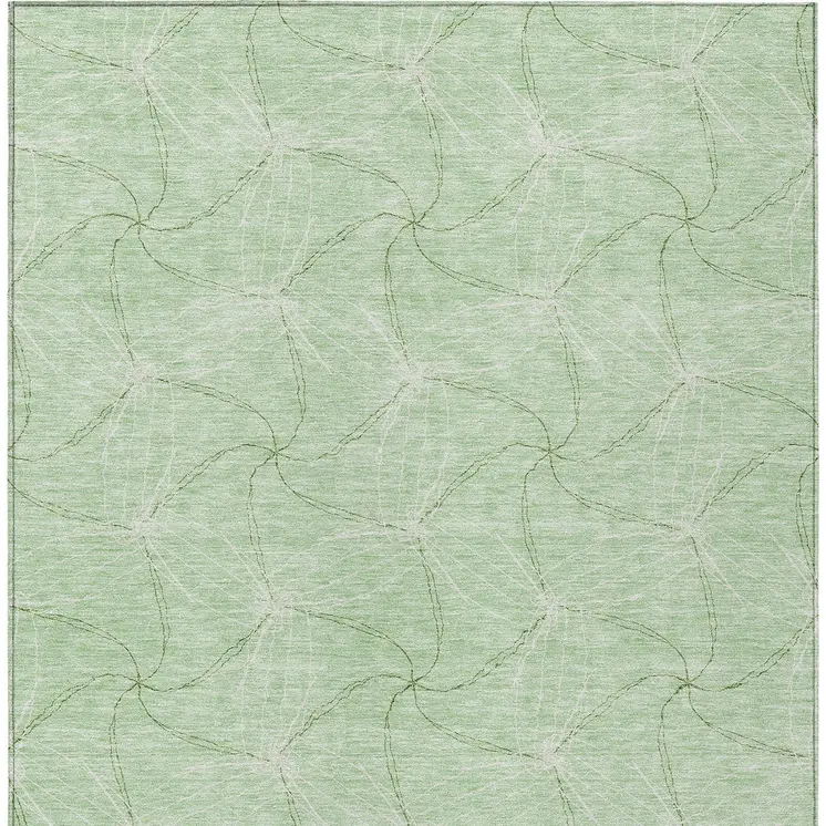 3' X 5' Mint Green And Ivory Geometric Washable Indoor Outdoor Area Rug