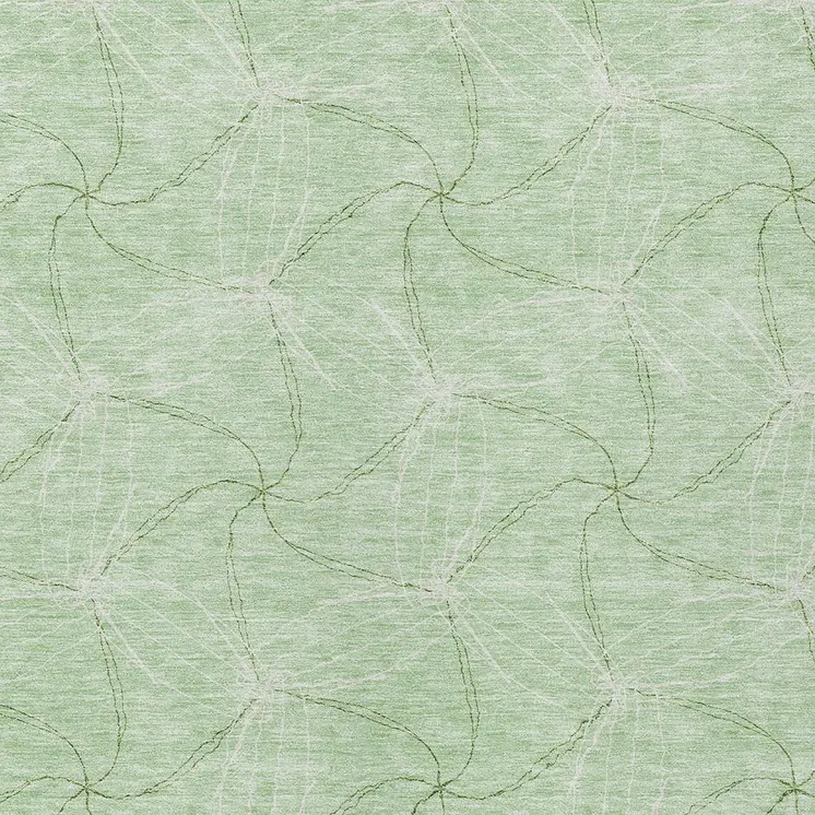 3' X 5' Mint Green And Ivory Geometric Washable Indoor Outdoor Area Rug