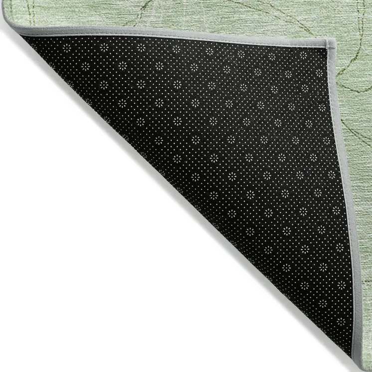 5' X 8' Mint Green And Ivory Geometric Washable Indoor Outdoor Area Rug