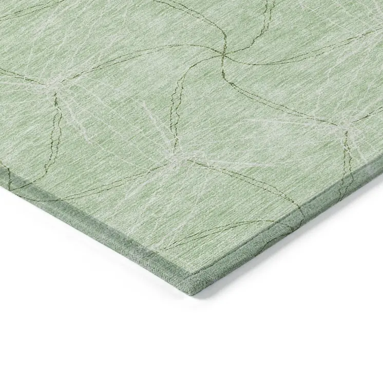 5' X 8' Mint Green And Ivory Geometric Washable Indoor Outdoor Area Rug