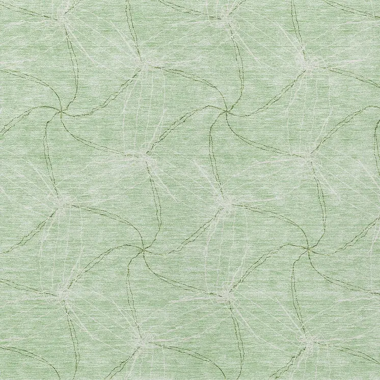 5' X 8' Mint Green And Ivory Geometric Washable Indoor Outdoor Area Rug
