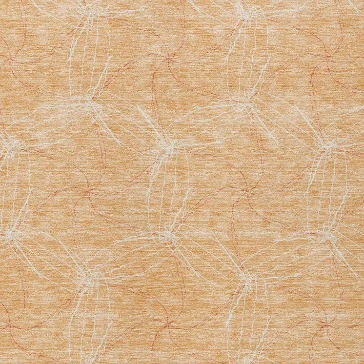 5' X 8' Peach And Ivory Geometric Washable Indoor Outdoor Area Rug