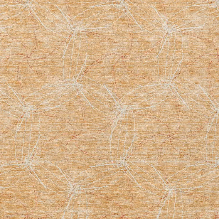 9' X 12' Peach And Ivory Geometric Washable Indoor Outdoor Area Rug