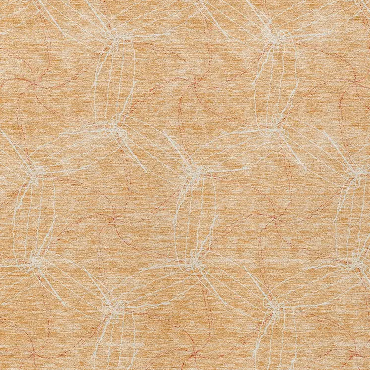 10' X 14' Peach And Ivory Geometric Washable Indoor Outdoor Area Rug