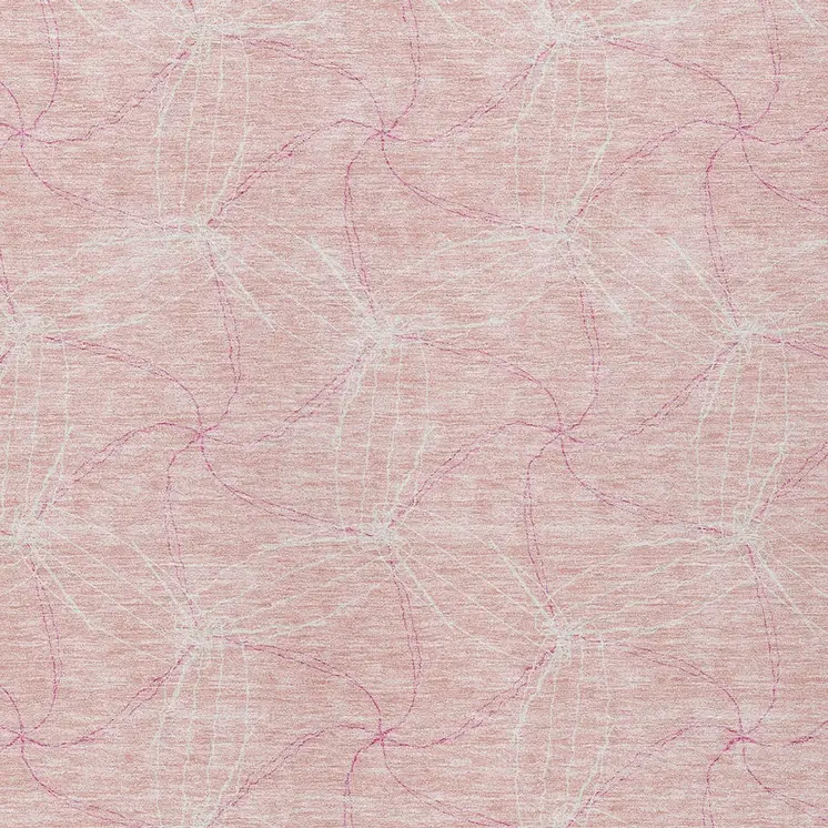 3' X 5' Pink And Ivory Geometric Washable Indoor Outdoor Area Rug