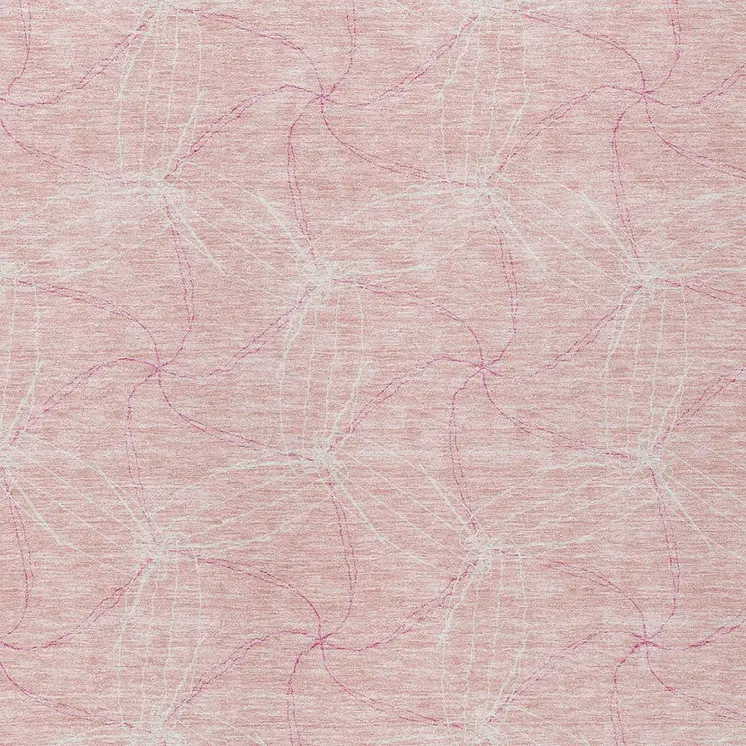 9' X 12' Pink And Ivory Geometric Washable Indoor Outdoor Area Rug