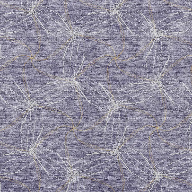 9' X 12' Purple And Ivory Geometric Washable Indoor Outdoor Area Rug