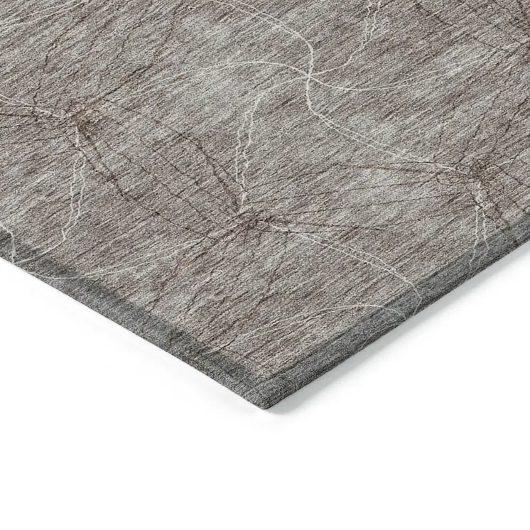 5' X 8' Taupe And Ivory Geometric Washable Indoor Outdoor Area Rug