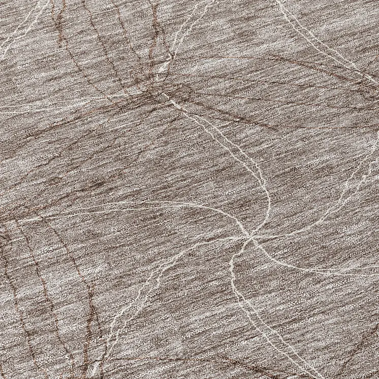 8' Taupe And Ivory Round Geometric Washable Indoor Outdoor Area Rug