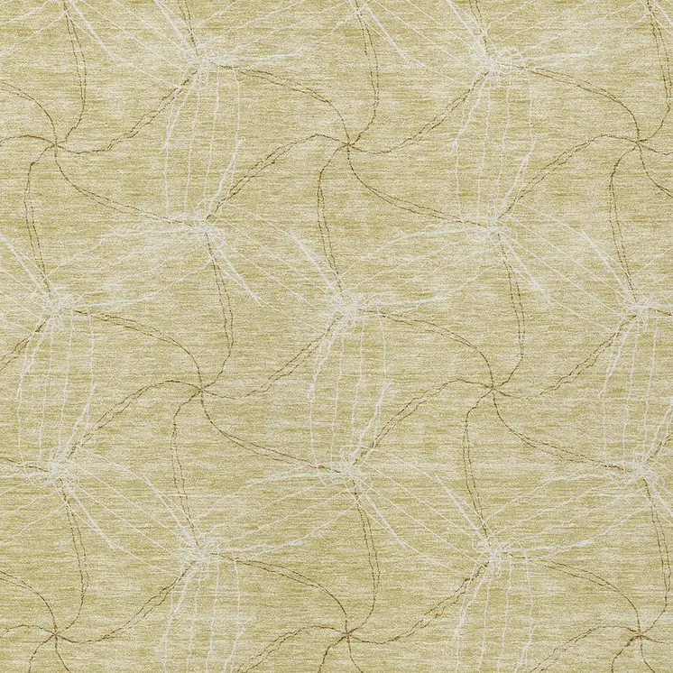 3' X 5' Wheat And Ivory Geometric Washable Indoor Outdoor Area Rug
