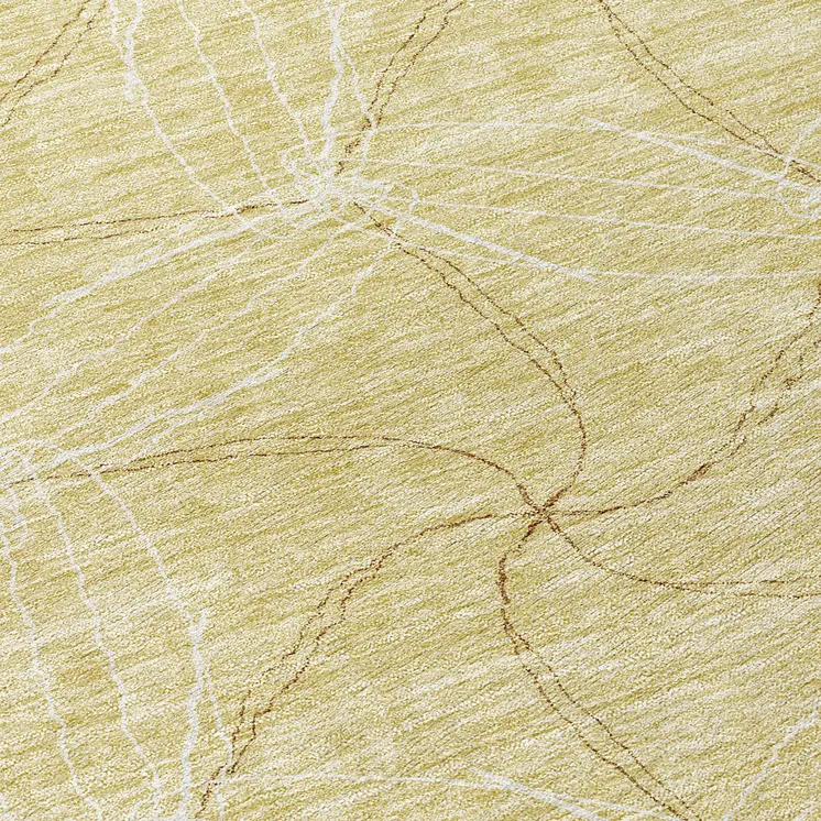 8' Wheat And Ivory Round Geometric Washable Indoor Outdoor Area Rug