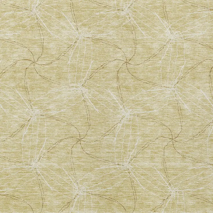 10' X 14' Wheat And Ivory Geometric Washable Indoor Outdoor Area Rug