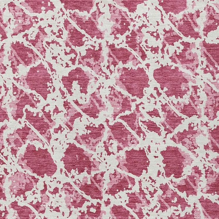 3' X 5' Blush And Ivory Abstract Washable Indoor Outdoor Area Rug