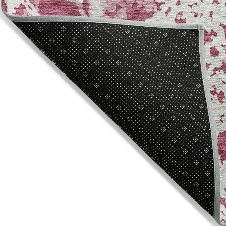 8' X 10' Blush And Ivory Abstract Washable Indoor Outdoor Area Rug