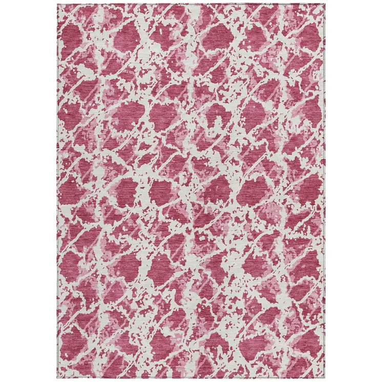 10' X 14' Blush And Ivory Abstract Washable Indoor Outdoor Area Rug