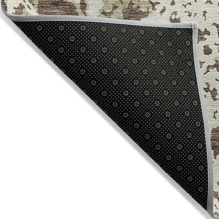 10' X 14' Brown And Ivory Abstract Washable Indoor Outdoor Area Rug