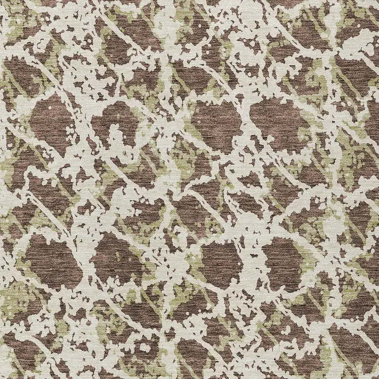 10' X 14' Brown And Ivory Abstract Washable Indoor Outdoor Area Rug