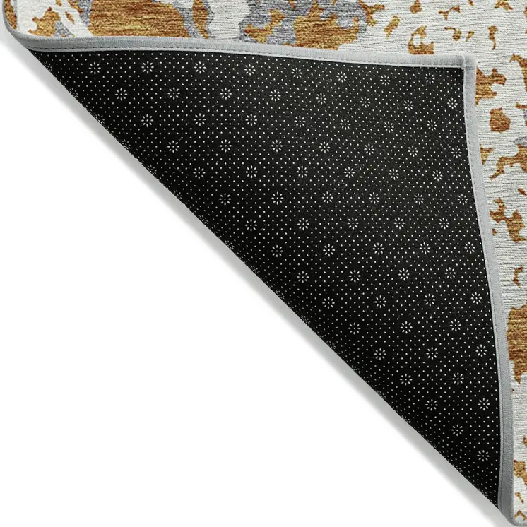 8' X 10' Copper And Ivory Abstract Washable Indoor Outdoor Area Rug