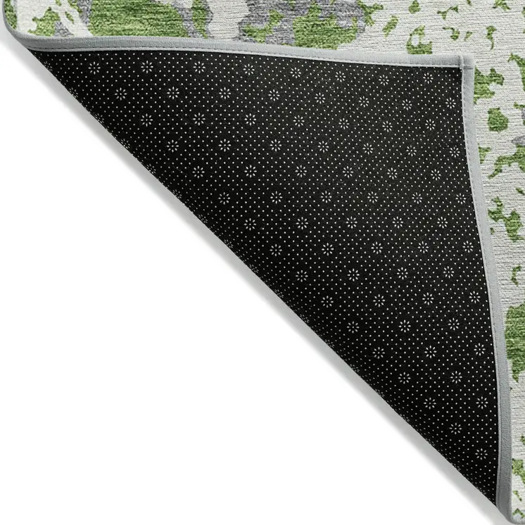 8' X 10' Green And Ivory Abstract Washable Indoor Outdoor Area Rug