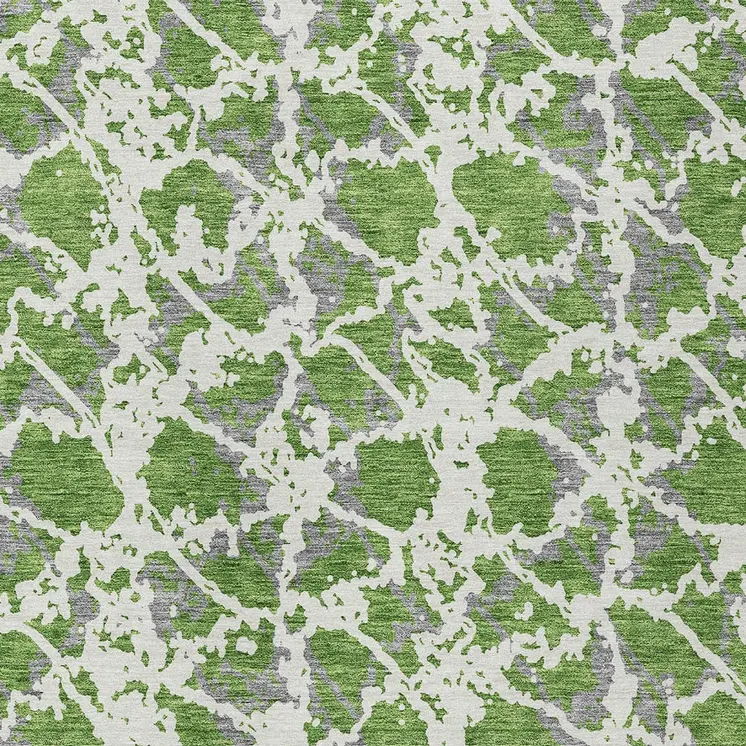 10' X 14' Green And Ivory Abstract Washable Indoor Outdoor Area Rug