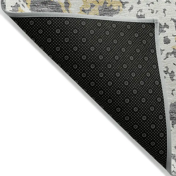 3' X 5' Gray And Ivory Abstract Washable Indoor Outdoor Area Rug