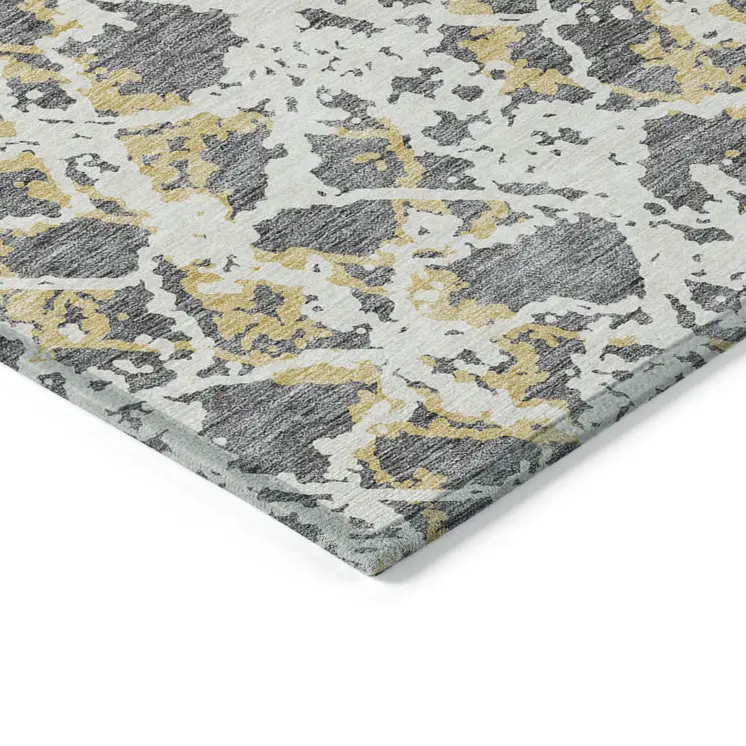 5' X 8' Gray And Ivory Abstract Washable Indoor Outdoor Area Rug