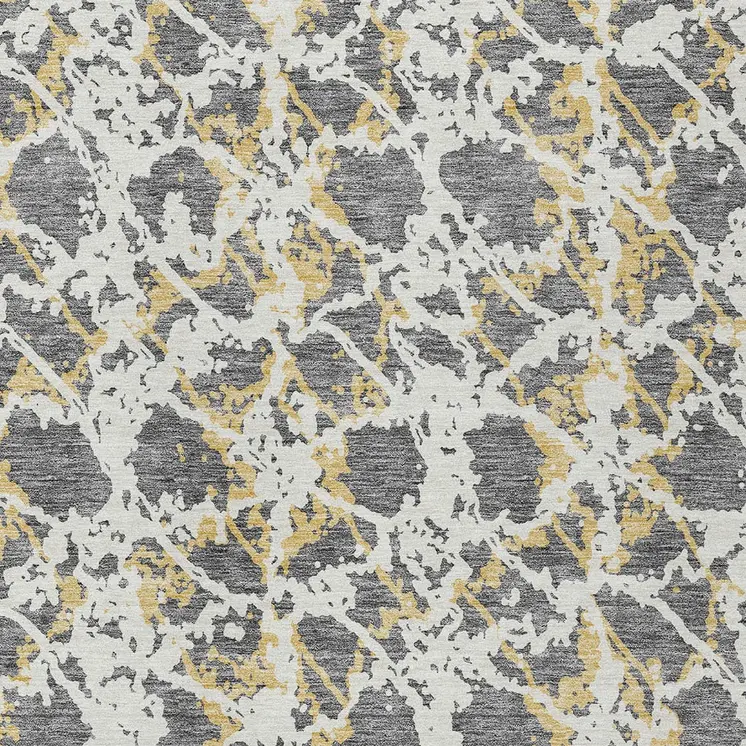 5' X 8' Gray And Ivory Abstract Washable Indoor Outdoor Area Rug