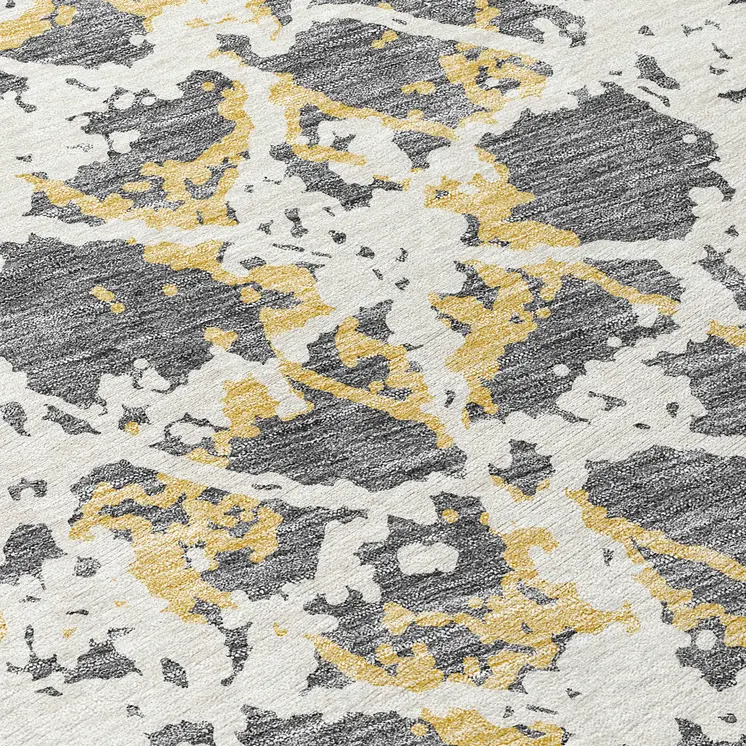 9' X 12' Gray And Ivory Abstract Washable Indoor Outdoor Area Rug