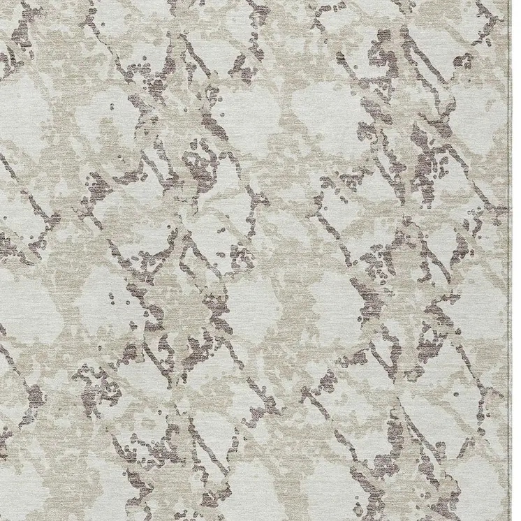 8' X 10' Ivory And Taupe Abstract Washable Indoor Outdoor Area Rug