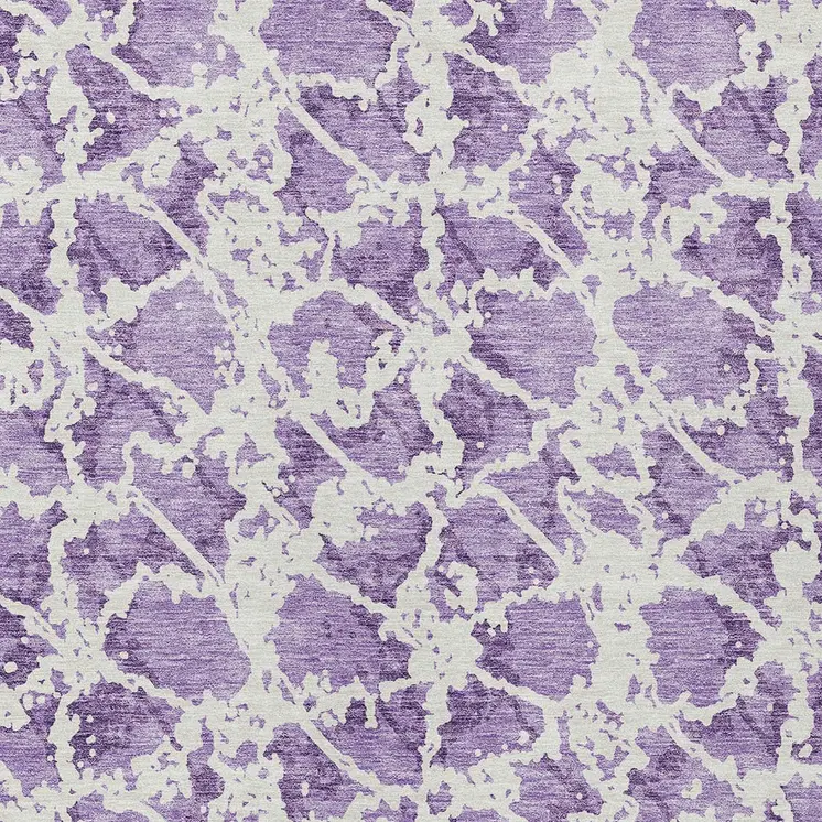 8' X 10' Lilac And Ivory Abstract Washable Indoor Outdoor Area Rug